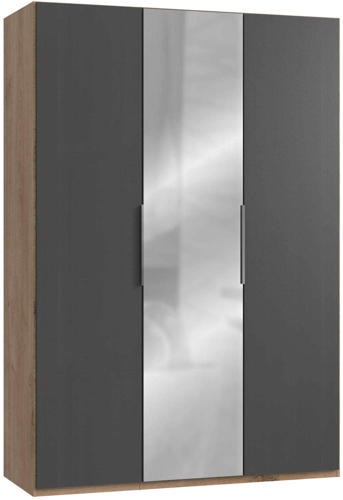 DREHTÜRENSCHRANK in Graphitfarben, Eichefarben  - Chromfarben/Eichefarben, Modern, Holzwerkstoff (150/216/58cm) - MID.YOU