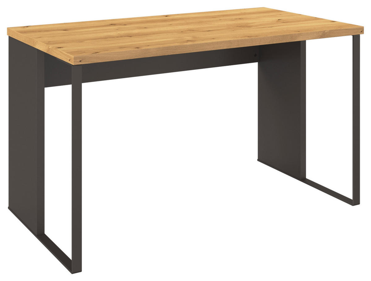 JUGENDSCHREIBTISCH 130/80/75 cm  - Eichefarben/Graphitfarben, KONVENTIONELL, Holzwerkstoff/Metall (130/80/75cm) - Xora