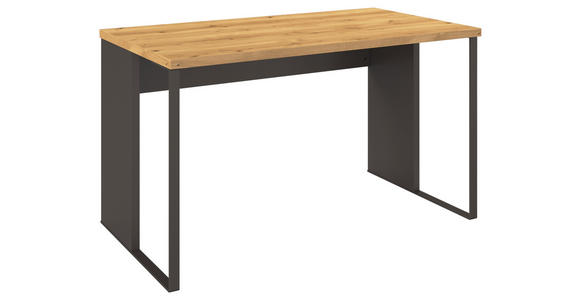 JUGENDSCHREIBTISCH 130/80/75 cm Graphitfarben, Eichefarben  - Eichefarben/Graphitfarben, KONVENTIONELL, Holzwerkstoff/Metall (130/80/75cm) - Xora