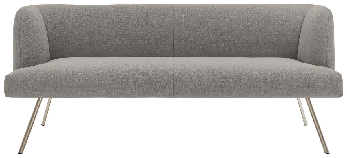 SITZBANK in Metall, Textil Edelstahlfarben, Graubraun  - Edelstahlfarben/Graubraun, Design, Textil/Metall (200/87/64cm) - Venjakob