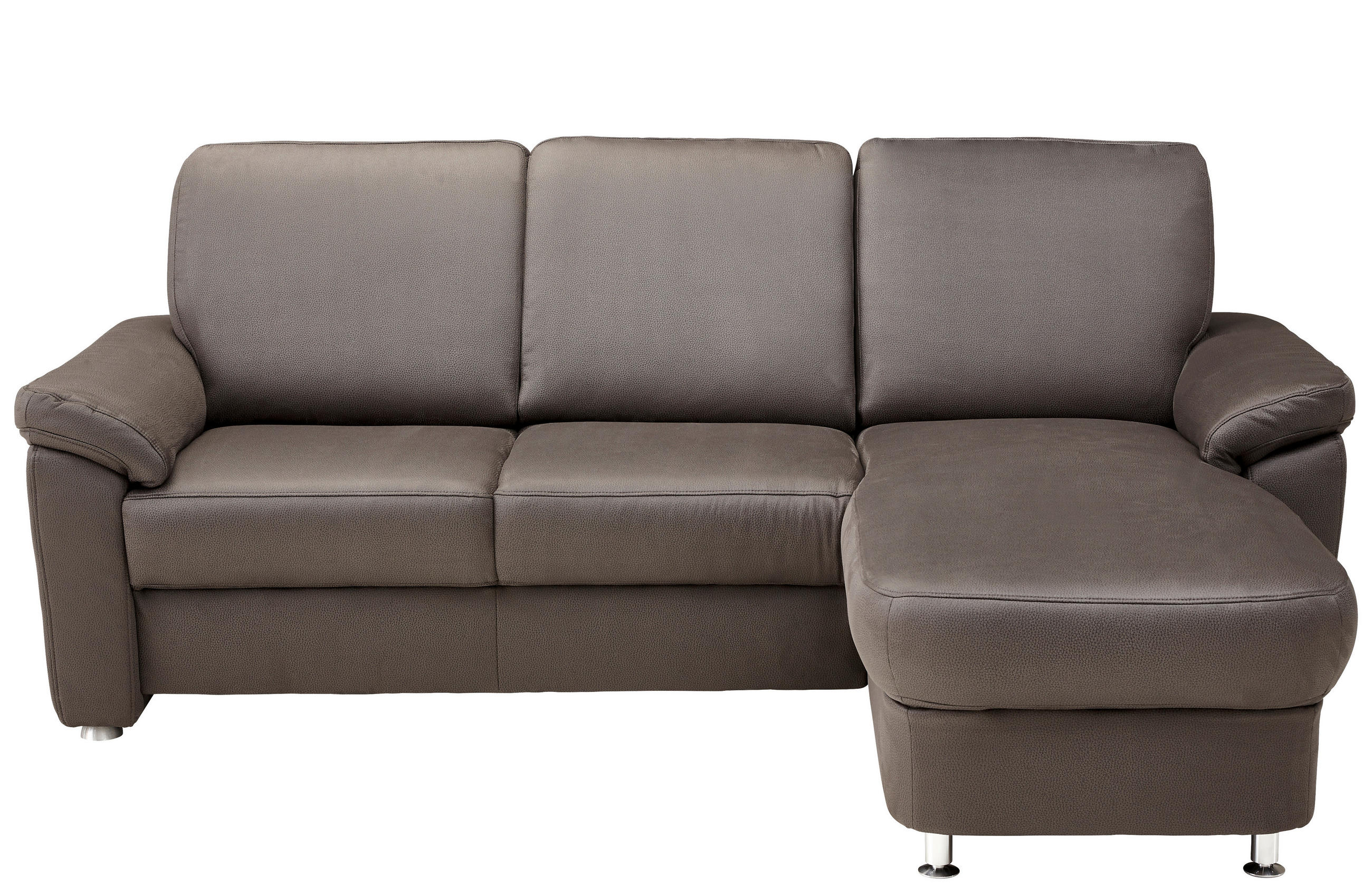 ECKSOFA Grau Flachgewebe - Chromfarben/Grau, KONVENTIONELL, Textil/Metall (220/163cm) - Beldomo System