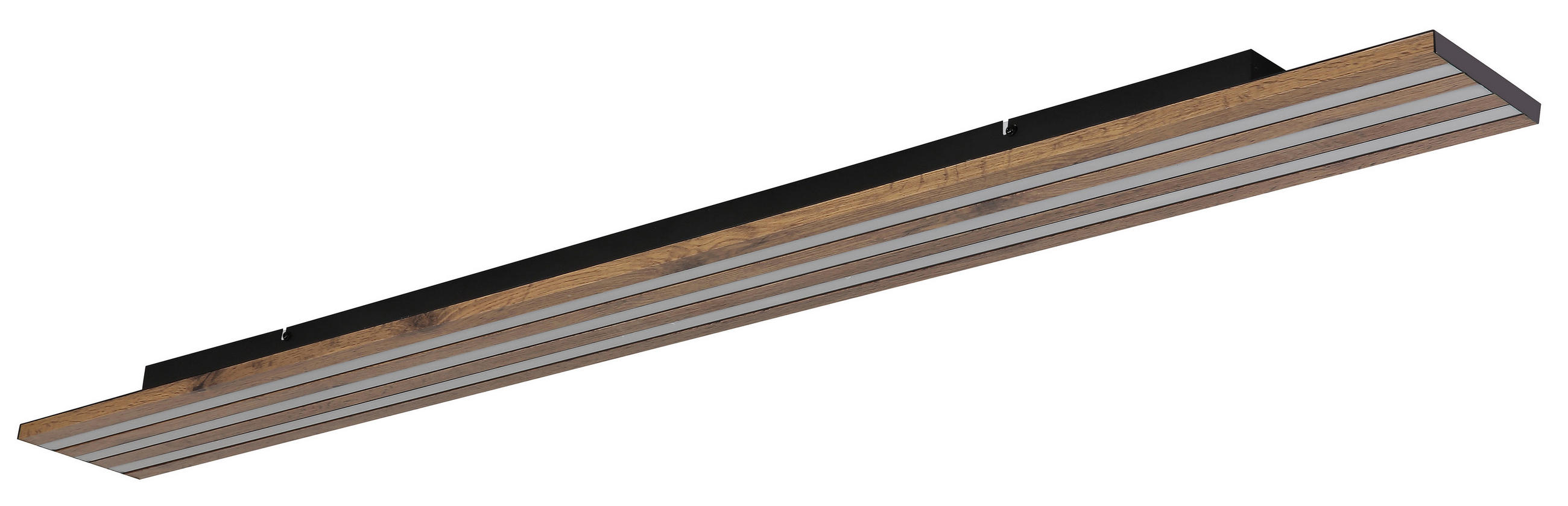 LED-DECKENLEUCHTE Hayden 150/14/6 cm  - Dunkelbraun/Opal, Design, Holzwerkstoff/Kunststoff (150/14/6cm) - Globo