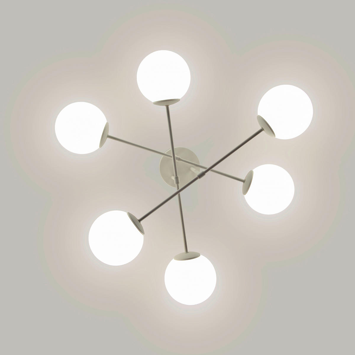 DECKENLEUCHTE    76/76/31 cm  - Creme/Weiß, KONVENTIONELL, Glas/Metall (76/76/31cm)