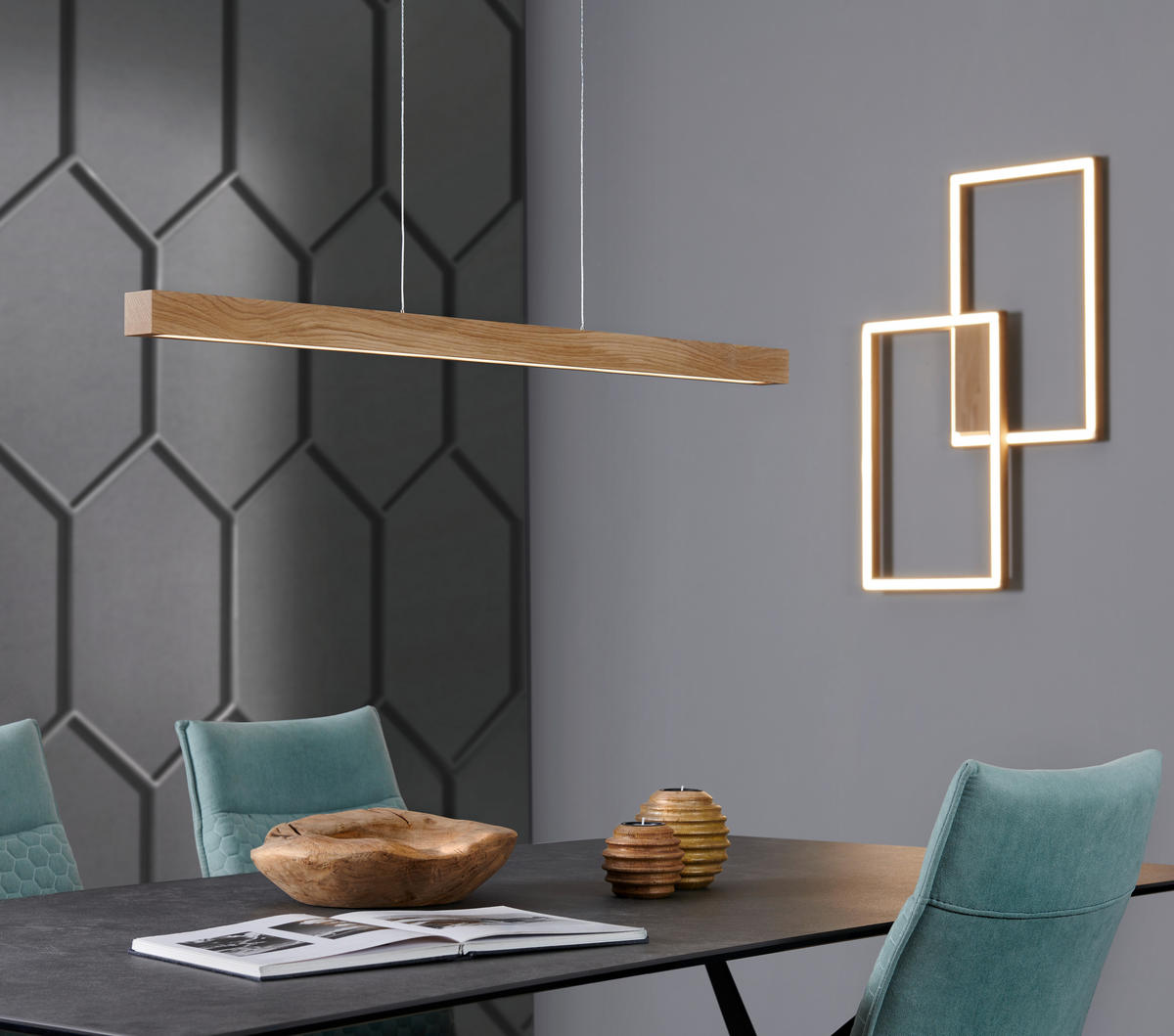 ZÁVESNÉ LED SVIETIDLO, 100/6/110 cm  - farba duba, Natur, drevo (100/6/110cm) - Dieter Knoll