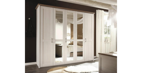 DREHTÜRENSCHRANK in Weiß, Trüffeleichefarben - Trüffeleichefarben/Weiß, LIFESTYLE, Glas/Holzwerkstoff (241/212/62cm) - Carryhome