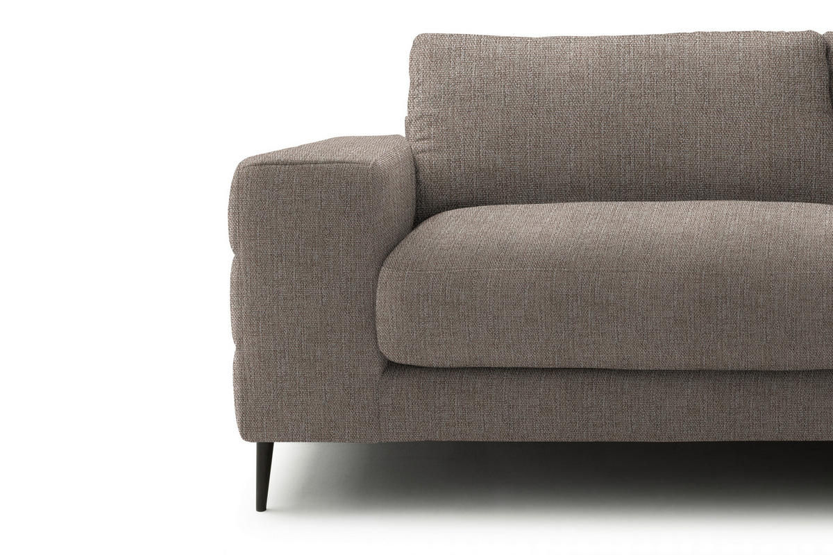 ECKSOFA in Flachgewebe Taupe  - Taupe/Schwarz, Design, Textil/Metall (253/177cm) - Dieter Knoll