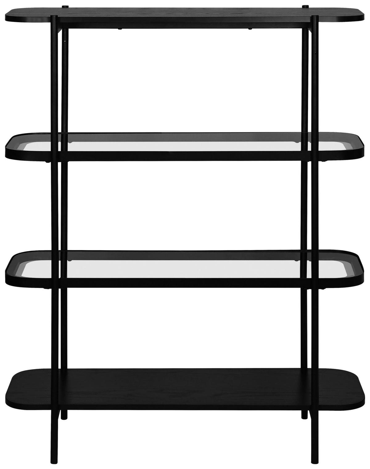 REGAL  90/120/34 cm Grau, Schwarz  - Schwarz/Grau, Trend, Glas/Holzwerkstoff (90/120/34cm) - Xora
