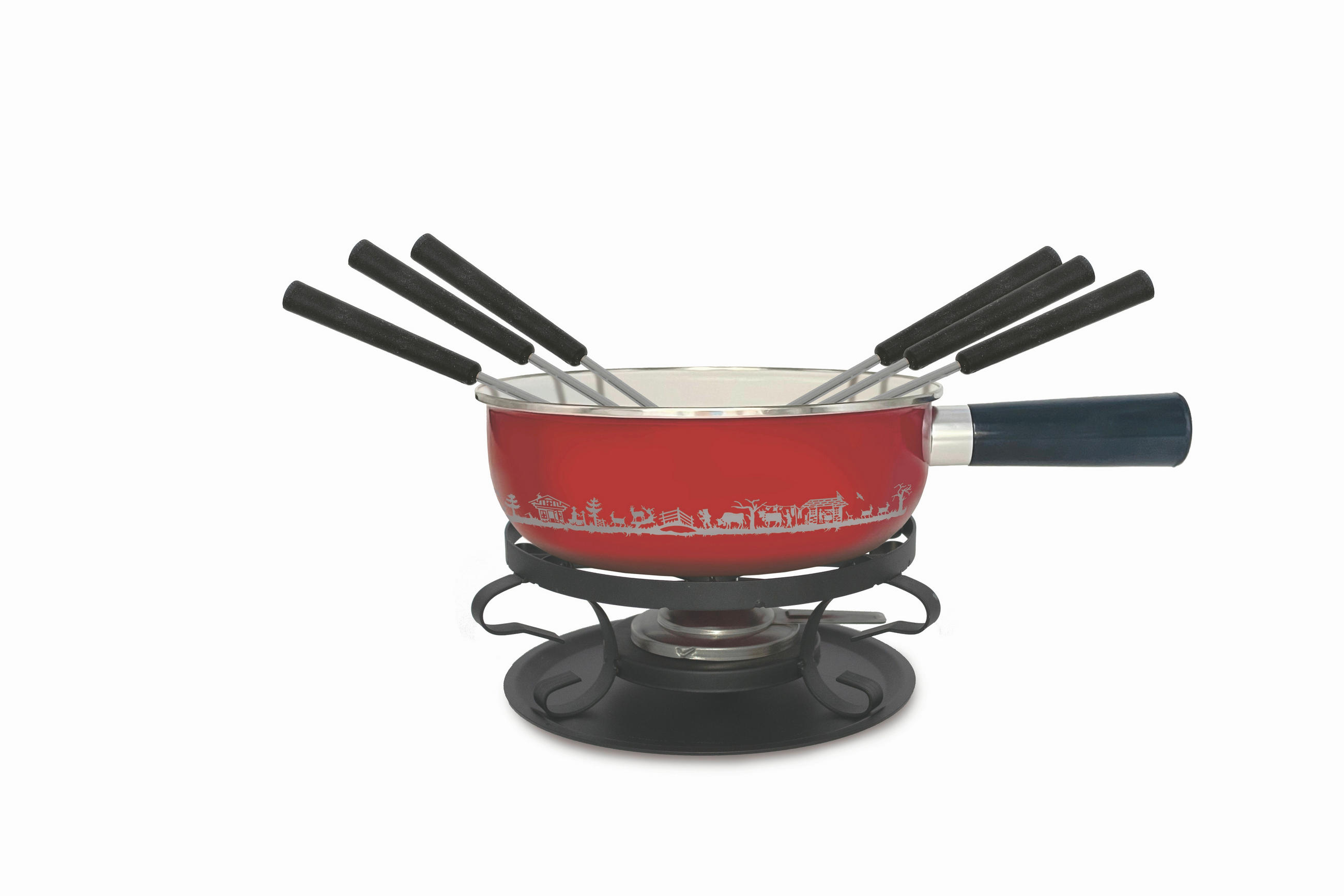 FONDUESET Heidi Cheese Line: Alpen  - Weiss/Rot, Basics, Metall (48,50/11/27cm) - Heidi Cheese Line