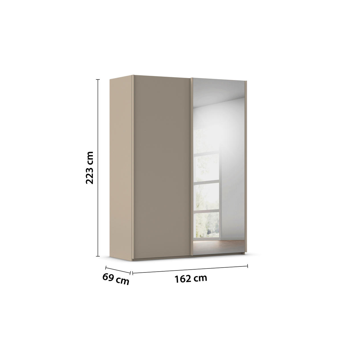 SCHWEBETÜRENSCHRANK 162/223/69 cm,  in Fango, 2 Tür(en)  - Fango, Basics, Glas/Holzwerkstoff (162/223/69cm) - Rauch Möbel