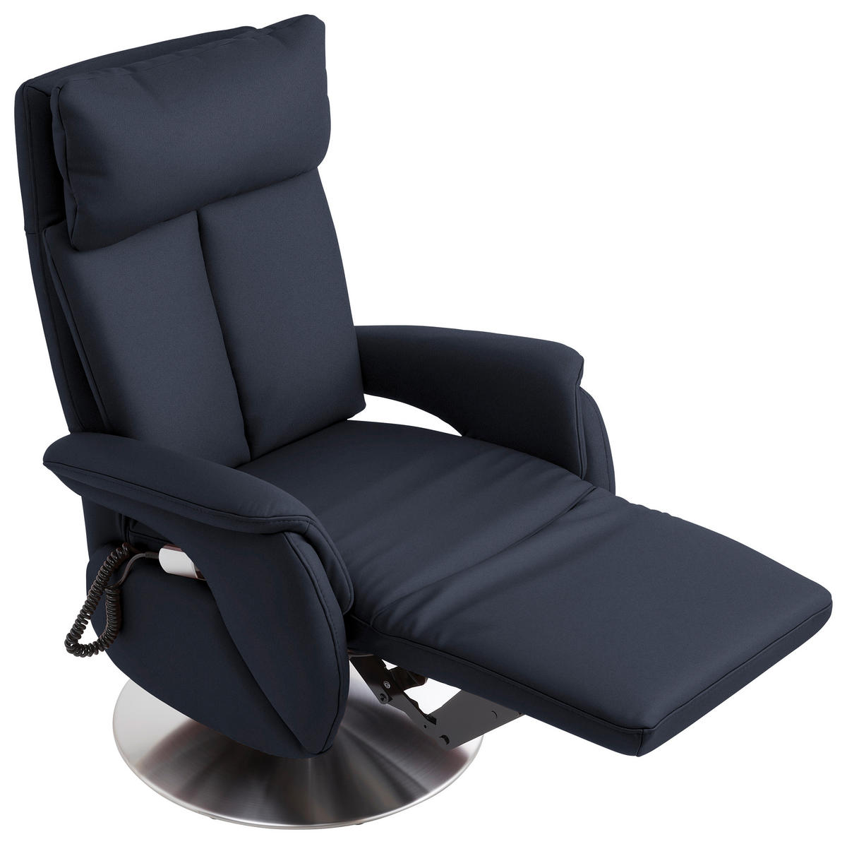 RELAXSESSEL in Leder Dunkelblau  - Edelstahlfarben/Dunkelblau, Konventionell, Leder/Metall (78/110/81cm) - Cantus