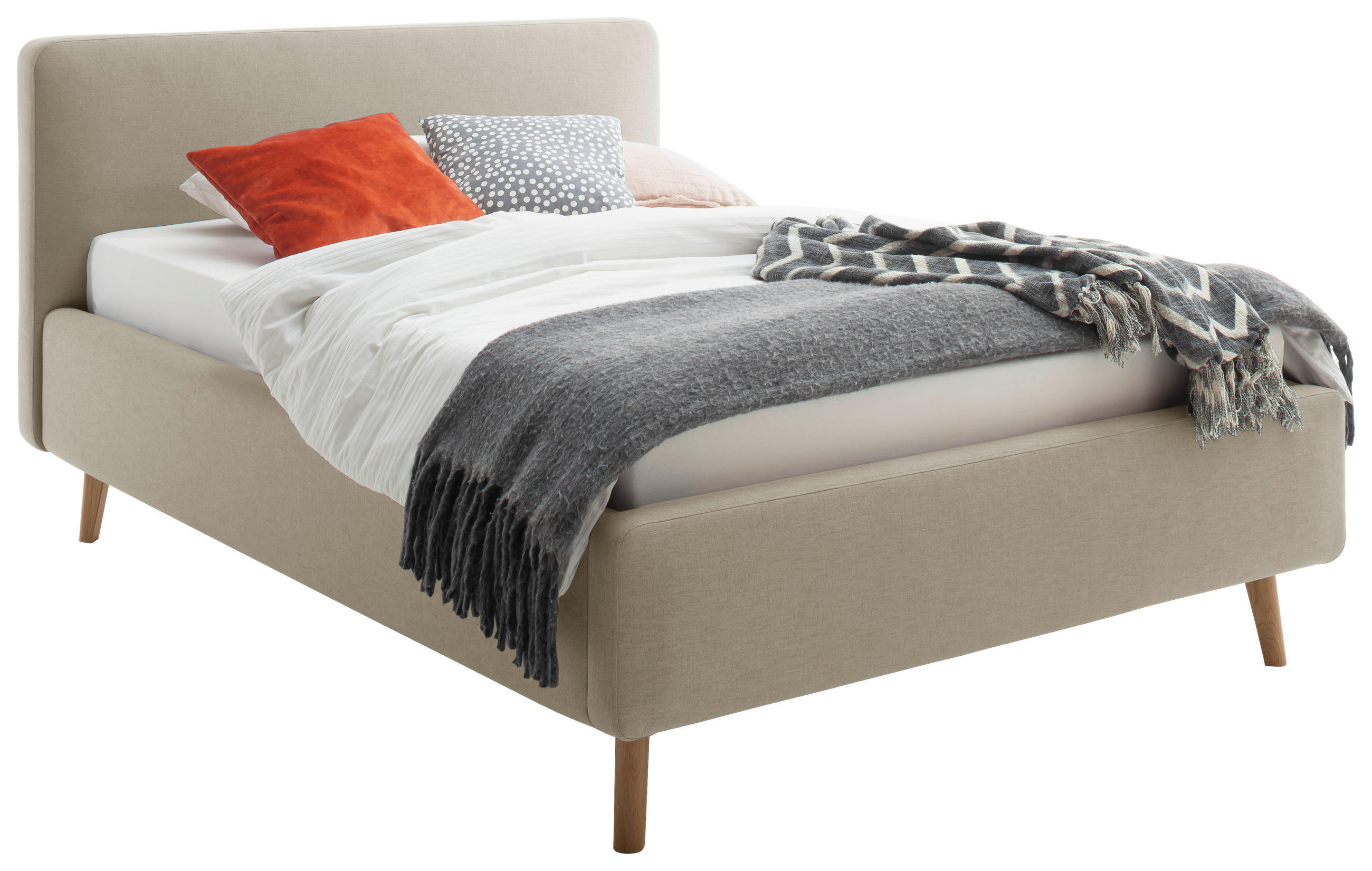 POLSTERBETT 140/200 cm in Taupe - Taupe/Eichefarben, Design, Holz/Textil (140/200cm) - Livetastic
