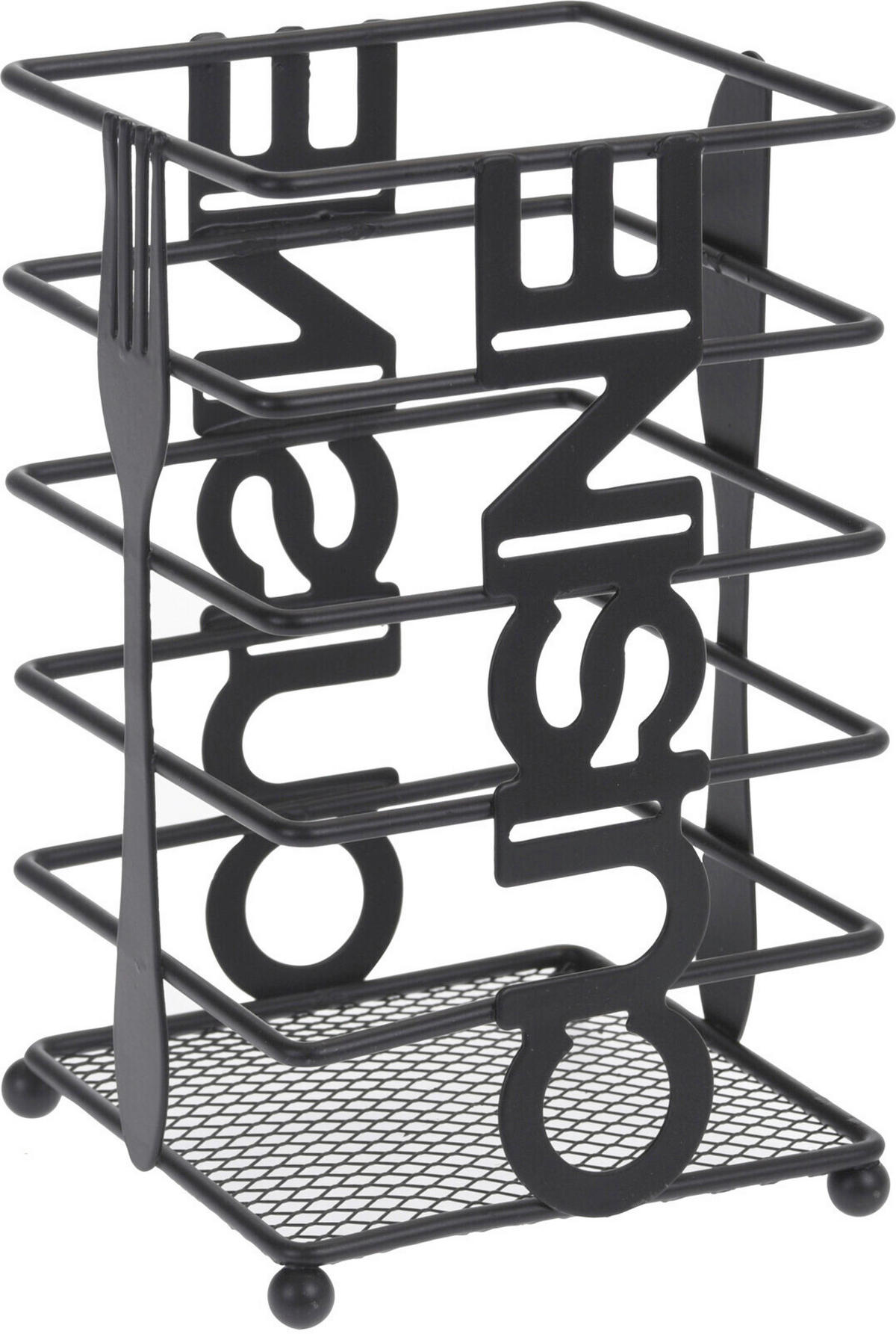 KOŠARA ZA PRIBOR ZA JELO  - crna, Basics, metal (10,4/16,5cm)