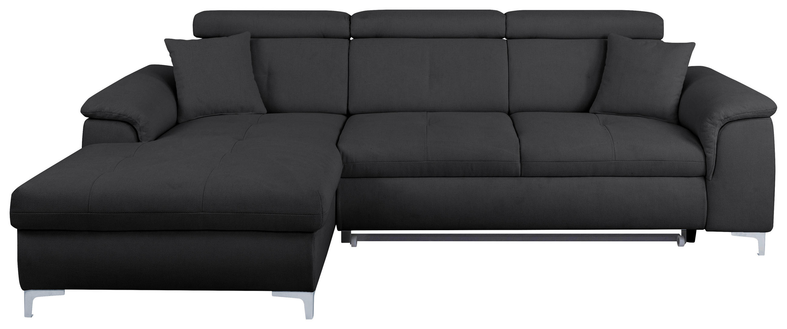 ECKSOFA in Flachgewebe Dunkelgrau  - Chromfarben/Dunkelgrau, Konventionell, Textil/Metall (175/268cm) - Carryhome