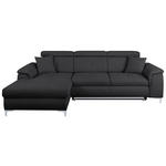 ECKSOFA in Flachgewebe Dunkelgrau  - Chromfarben/Dunkelgrau, KONVENTIONELL, Textil/Metall (175/268cm) - Carryhome