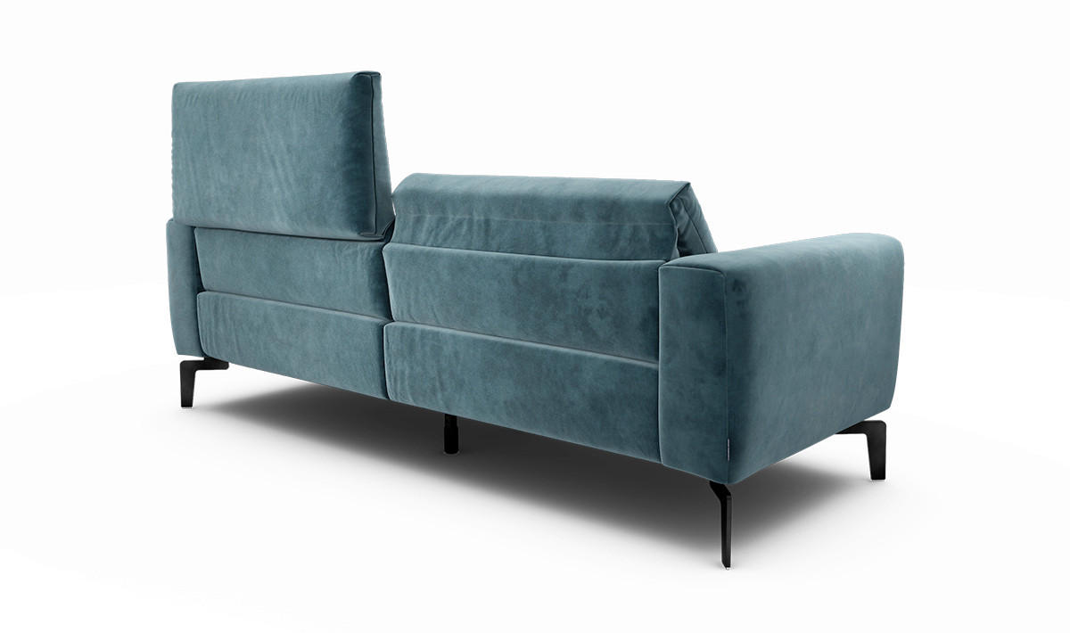 2,5-SITZER in Samt Blau  - Blau/Schwarz, Design, Textil/Metall (220/86/86-94cm) - SENSOO