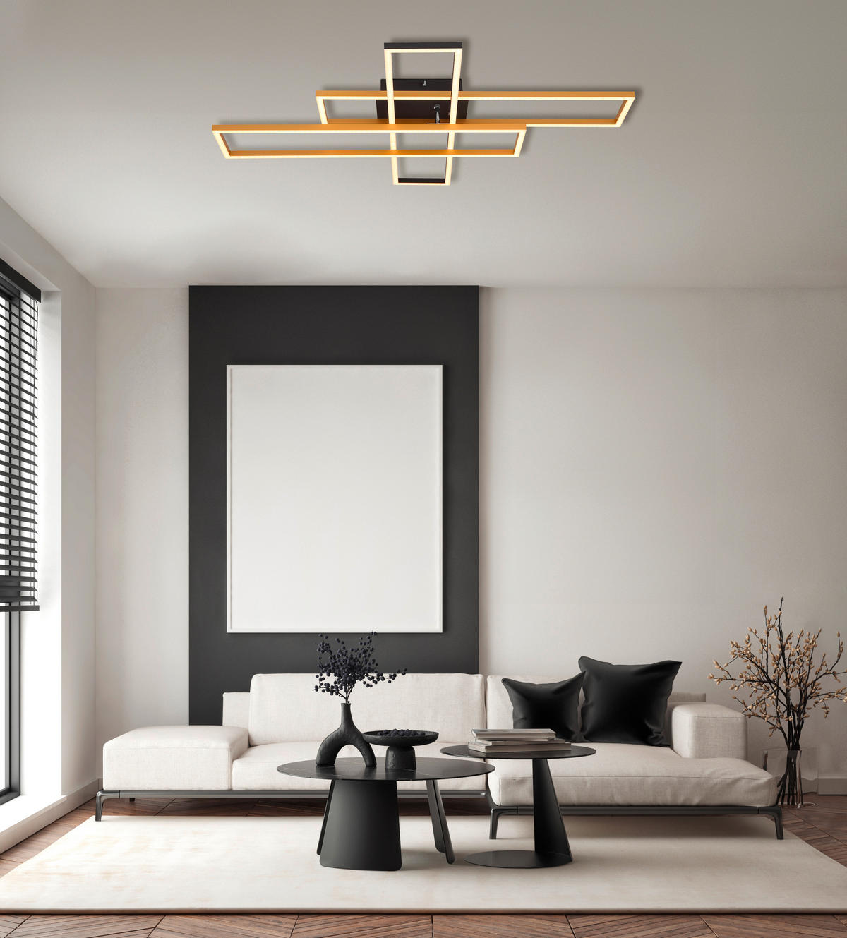 STROPNA LED-SVETILKA  DAKARI /1650 lm/3000 K/230 V/ - zlate barve/črna, Design, kovina/umetna masa (80/60/9.5cm)