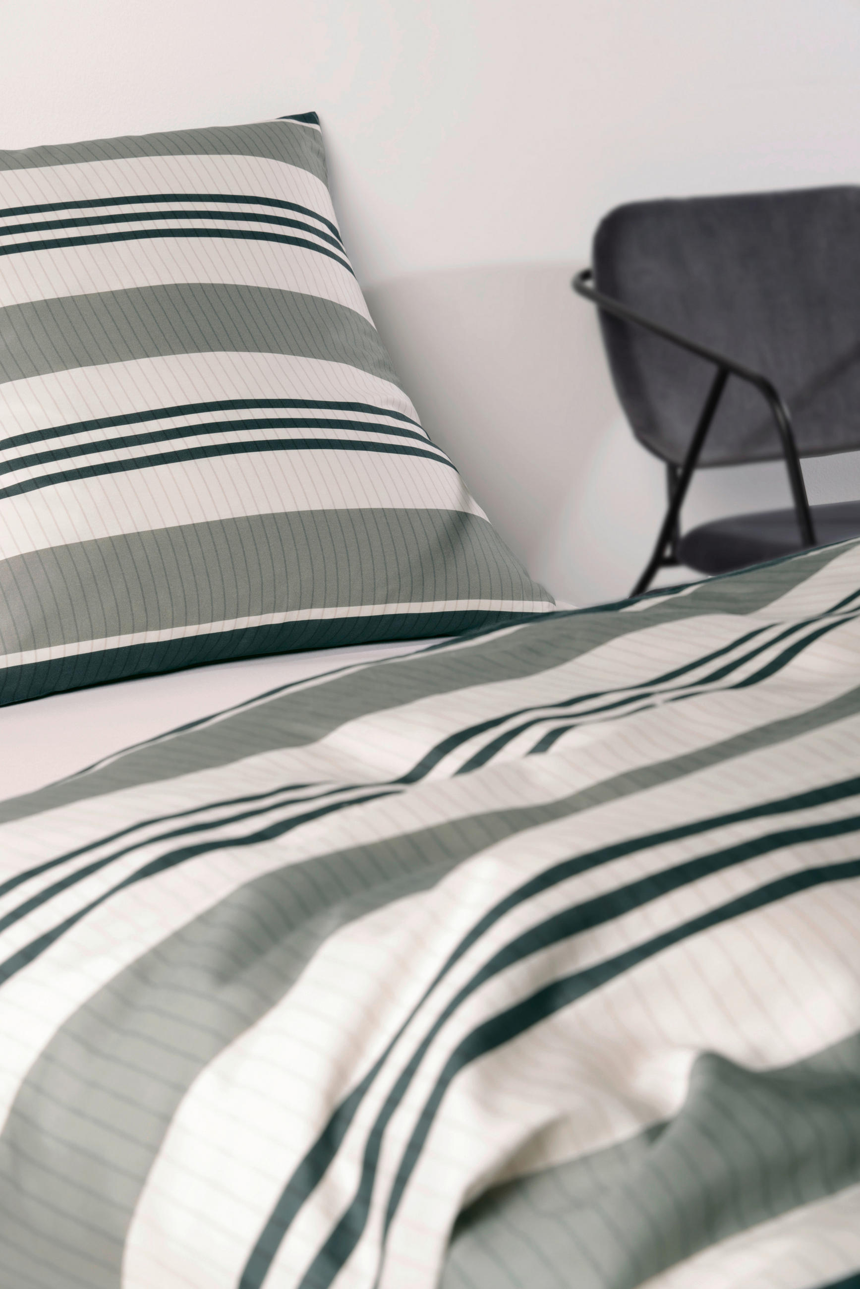 POVLEČENÍ, makosatén, šedá, zelená, 155/200 cm  - šedá/zelená, Basics, textil (155/200cm) - Yes for bed
