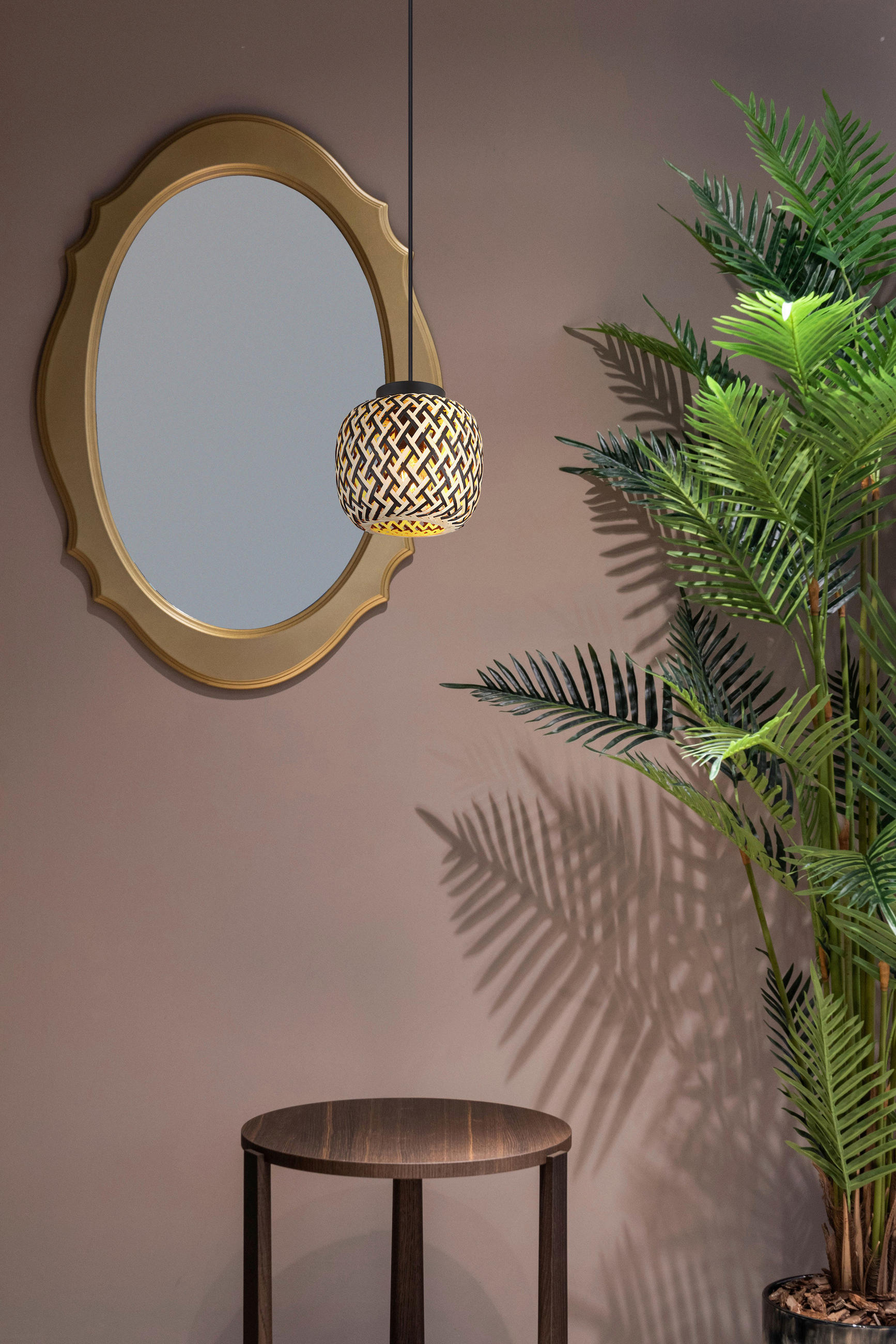 HÄNGELEUCHTE 20/120 cm  - Schwarz/Naturfarben, Natur, Naturmaterialien/Kunststoff (20/120cm) - Globo