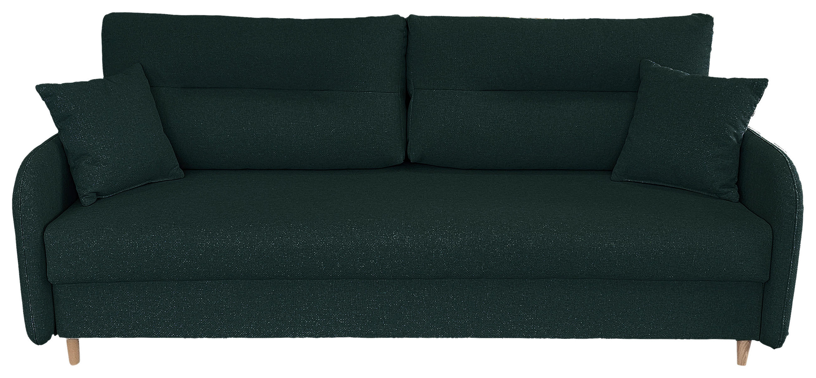 SCHLAFSOFA Flachgewebe Grün  - Schwarz/Naturfarben, Design, Holz/Kunststoff (206/88/93cm) - MID.YOU