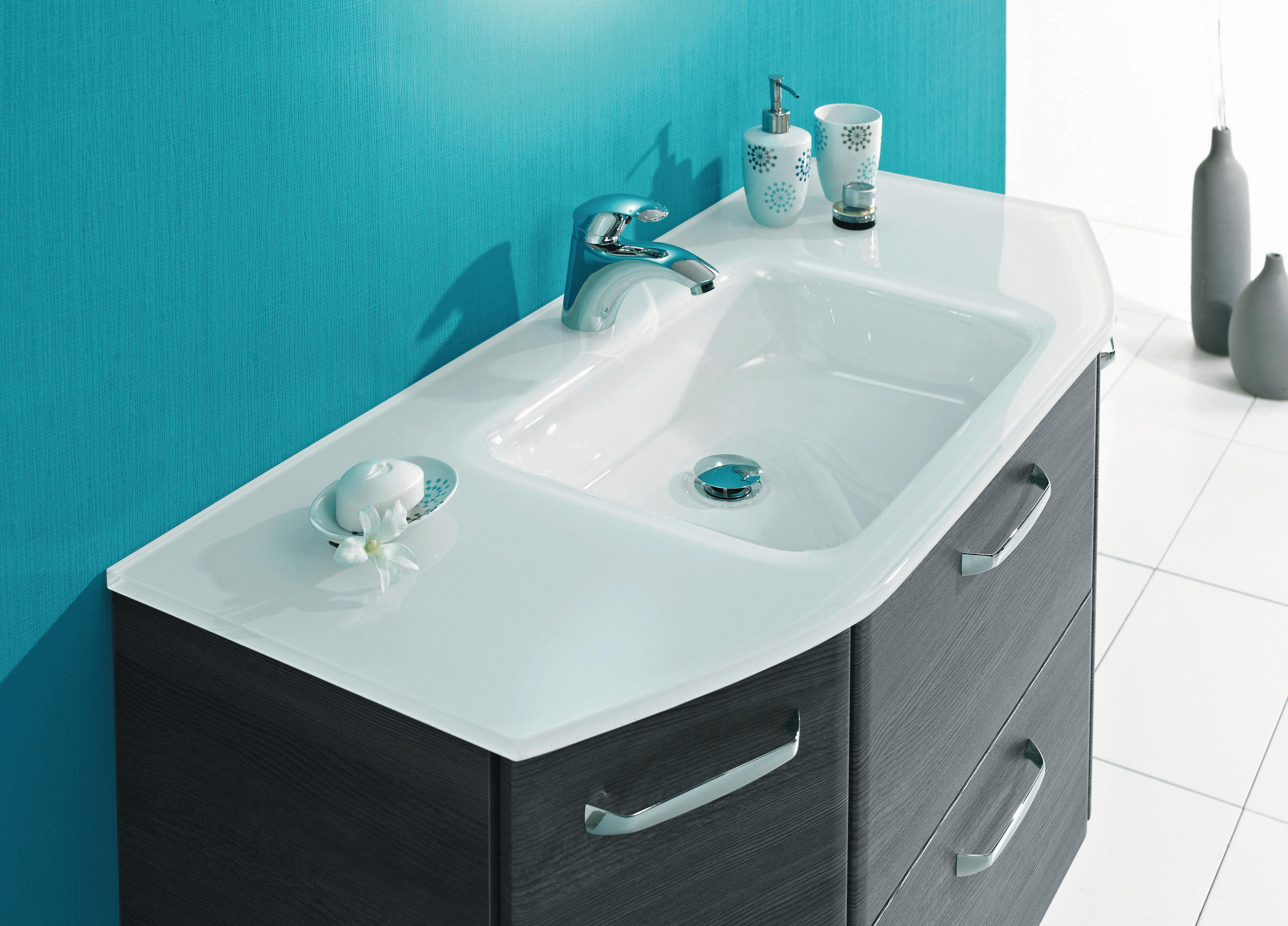 UMIVALNIK  - bela, Design, steklo (112/48/1,5cm) - Xora