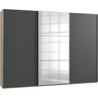 SCHWEBETÜRENSCHRANK in Graphitfarben, Eichefarben  - Chromfarben/Eichefarben, Modern, Holzwerkstoff (300/216/65cm) - MID.YOU