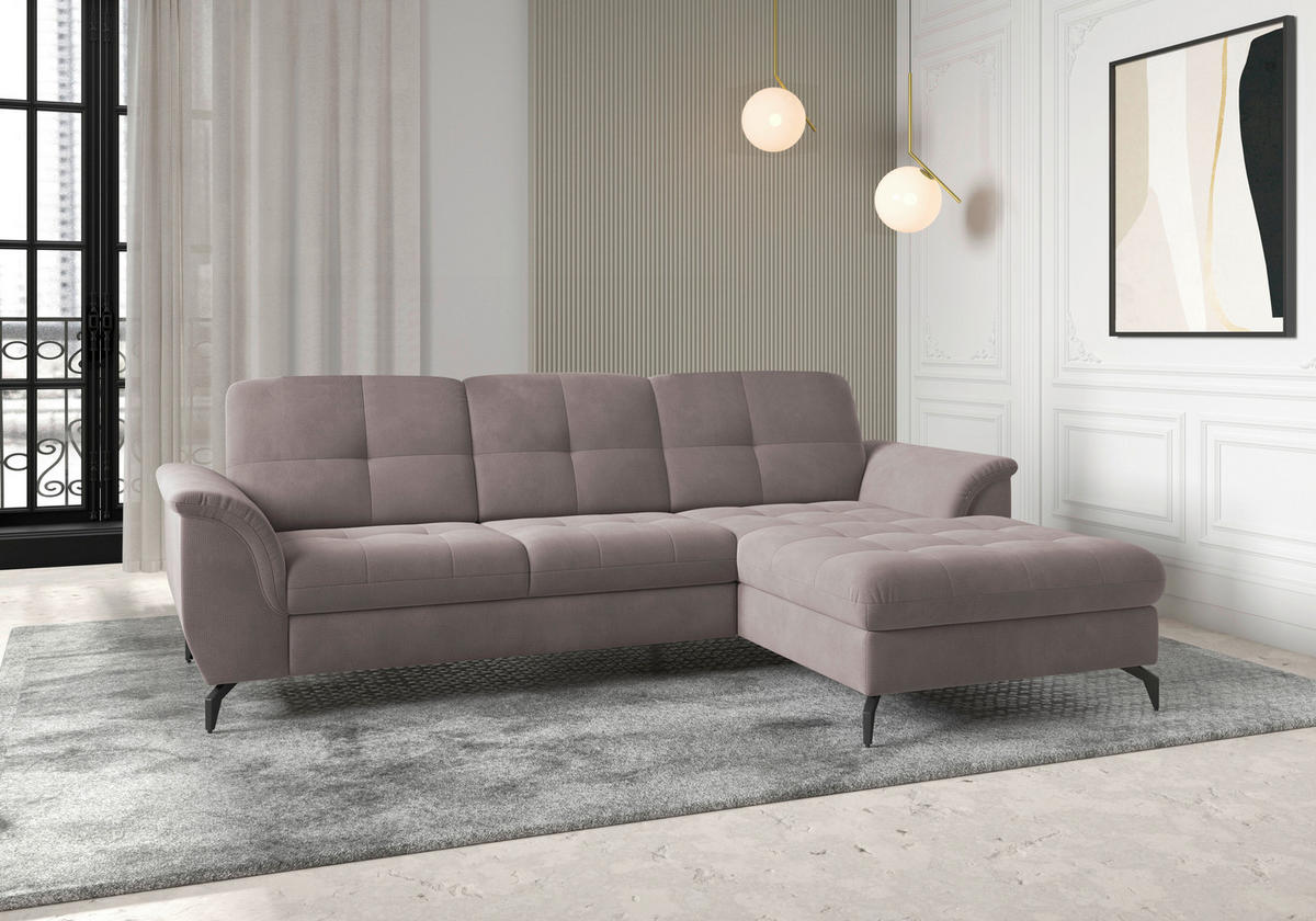 ECKSOFA ZORA E Taupe Flachgewebe  - Taupe/Schwarz, MODERN, Textil/Metall (262/164cm) - Sit & More