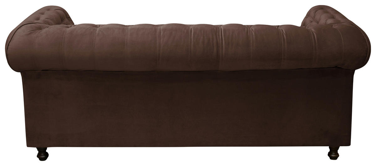 CHESTERFIELD-SOFA in Samt Braun  - Wengefarben/Braun, Basics, Holz/Textil (205/80/90cm) - P & B