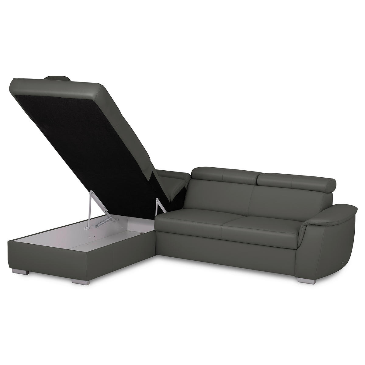 WOHNLANDSCHAFT  in Kombination Echtleder/Lederlook Anthrazit  - Anthrazit, Leder/Metall (211/262cm) - Celina Home