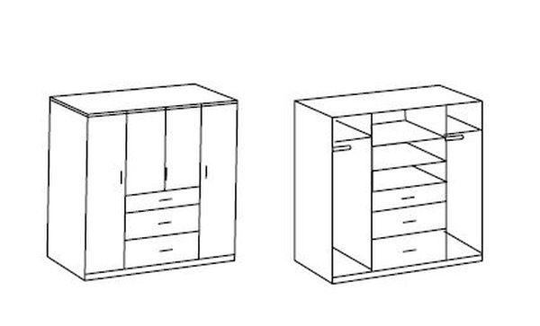 OMARA S KLASIČNIMI VRATI, barve hrasta, barve grafita  - srebrne barve/barve hrasta, Design, umetna masa/leseni material (180/199/58cm) - Boxxx