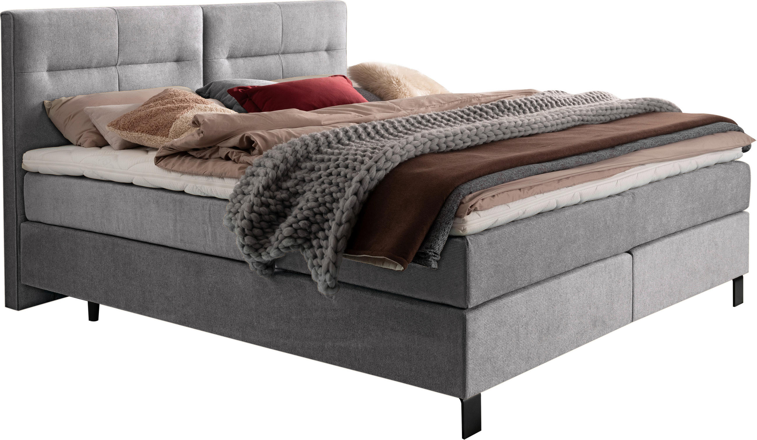 BOXSPRINGBETT 240/220 cm  in Grau  - Schwarz/Grau, KONVENTIONELL, Textil/Metall (240/220cm) - Esposa