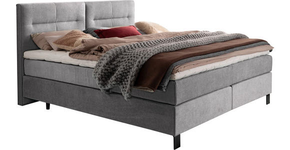 BOXSPRINGBETT 200/220 cm  in Grau  - Schwarz/Grau, KONVENTIONELL, Textil/Metall (200/220cm) - Esposa