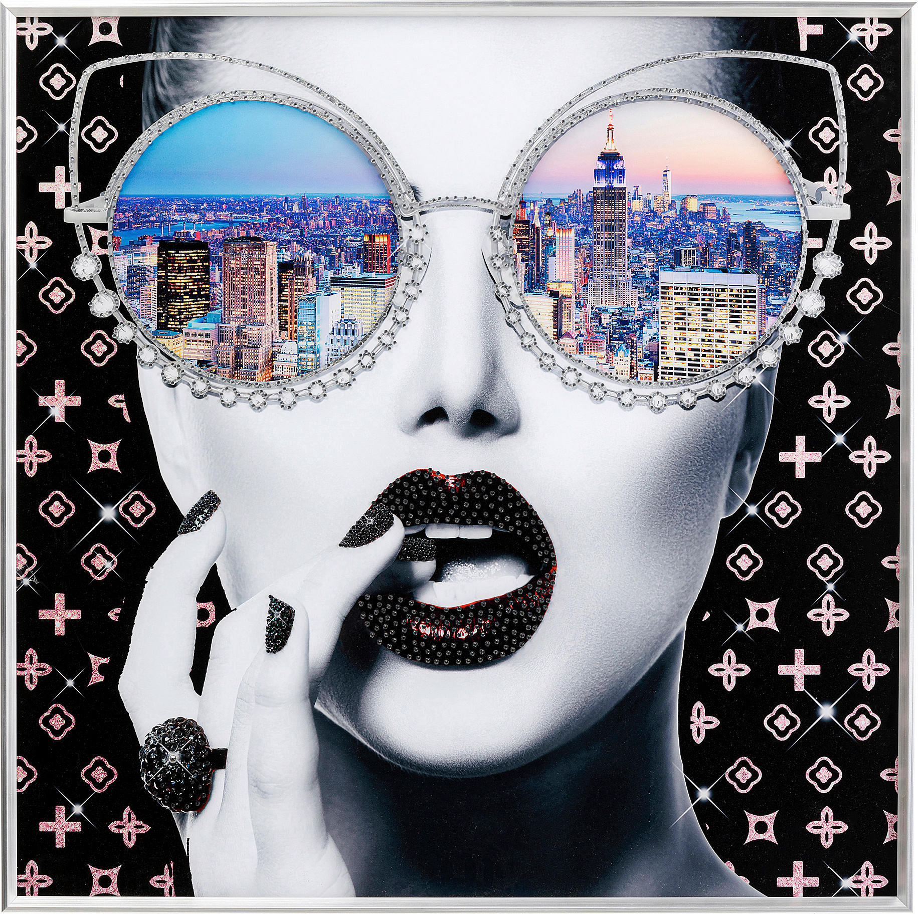 GLASBILD  - Silberfarben/Multicolor, Design, Glas/Papier (80/80/4cm) - Kare-Design