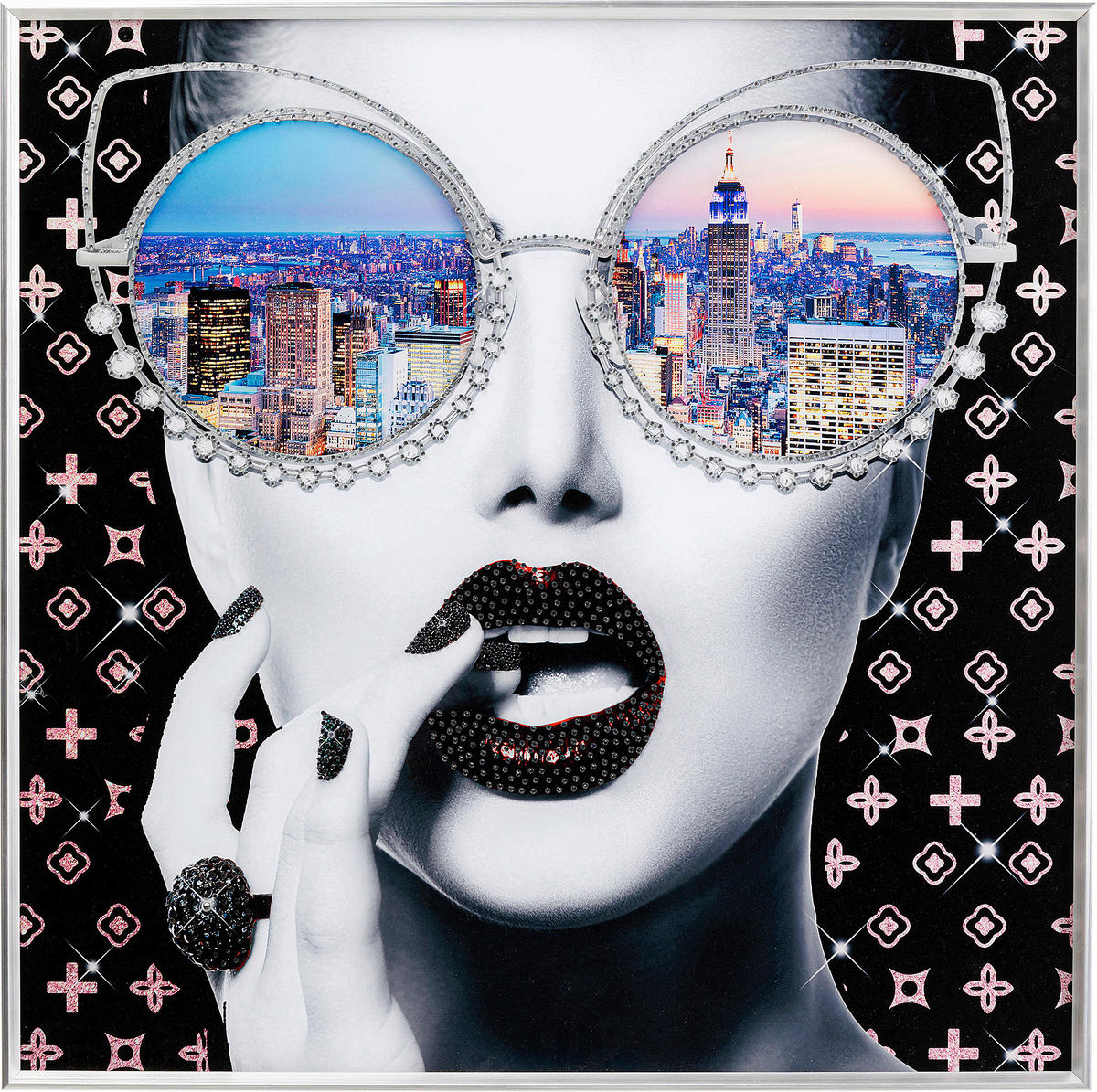 GLASBILD  - Silberfarben/Multicolor, Design, Glas/Papier (80/80/4cm) - Kare-Design