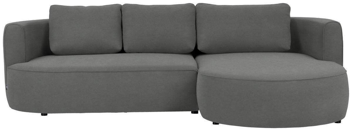ECKSOFA in Webstoff Dunkelgrau  - Dunkelgrau/Schwarz, Modern, Kunststoff/Textil (284/183cm) - Welnova