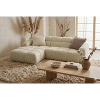 ECKSOFA VENTO in Bouclé Beige  175/255 cm  - Beige/Schwarz, Design, Kunststoff/Textil (175/255cm) - MID.YOU