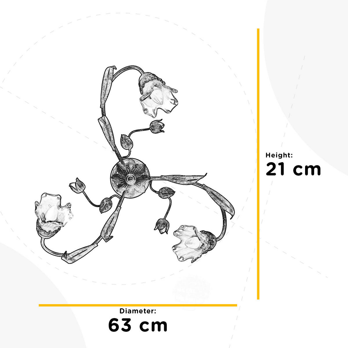 DECKENLEUCHTE  63/20 cm    - Bronzefarben, KONVENTIONELL, Glas/Metall (63/20cm)