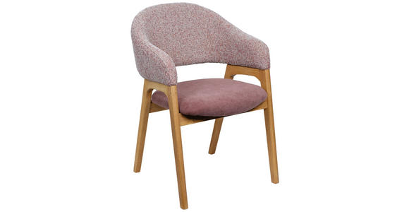 ARMLEHNSTUHL  in Webstoff  - Eichefarben/Rot, KONVENTIONELL, Holz/Textil (56,5/82,5/47,5cm) - Linea Natura