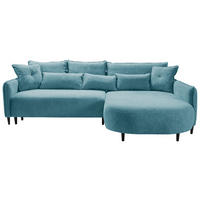 ECKSOFA in Chenille Blau  - Blau/Schwarz, Modern, Textil/Metall (285/200cm) - MID.YOU
