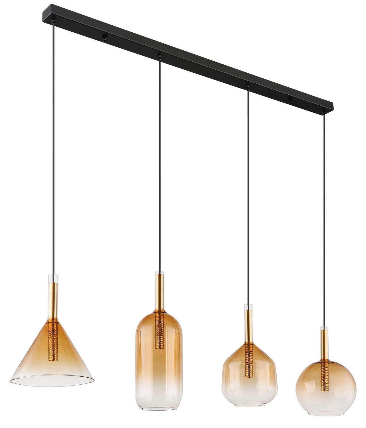 HÄNGLAMPA 112/20/120 cm  - klar/mässingsfärgad, Klassisk, metall/glas (112/20/120cm) - Globo