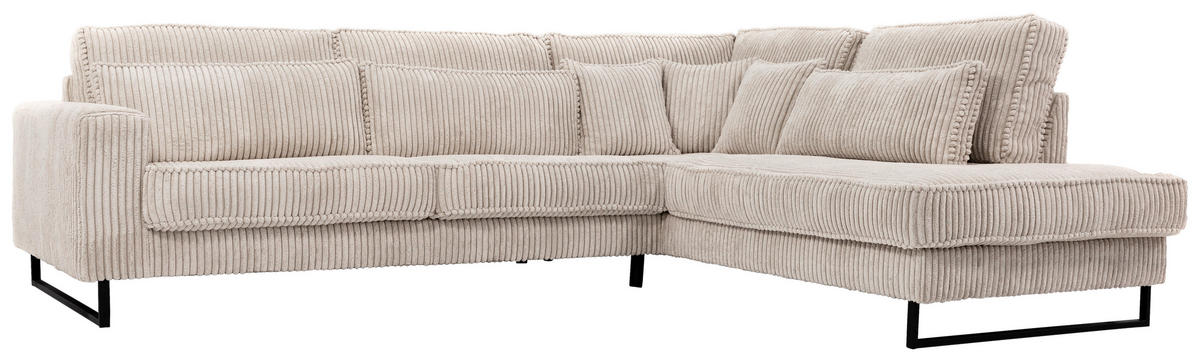 ROHOVÁ SEDAČKA, textil, kompozitní dřevo, béžová - černá/béžová, Konvenční, kov/kompozitní dřevo (284/253cm) - Livetastic