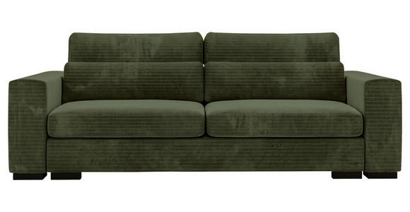 SCHLAFSOFA Flachgewebe Olivgrün Rückenkissen, Nierenkissen, Bettkasten, Schlaffunktion, Rücken echt, Liegefläche im Originalstoff  - Schwarz/Olivgrün, KONVENTIONELL, Kunststoff/Textil (235/80/120cm) - Carryhome