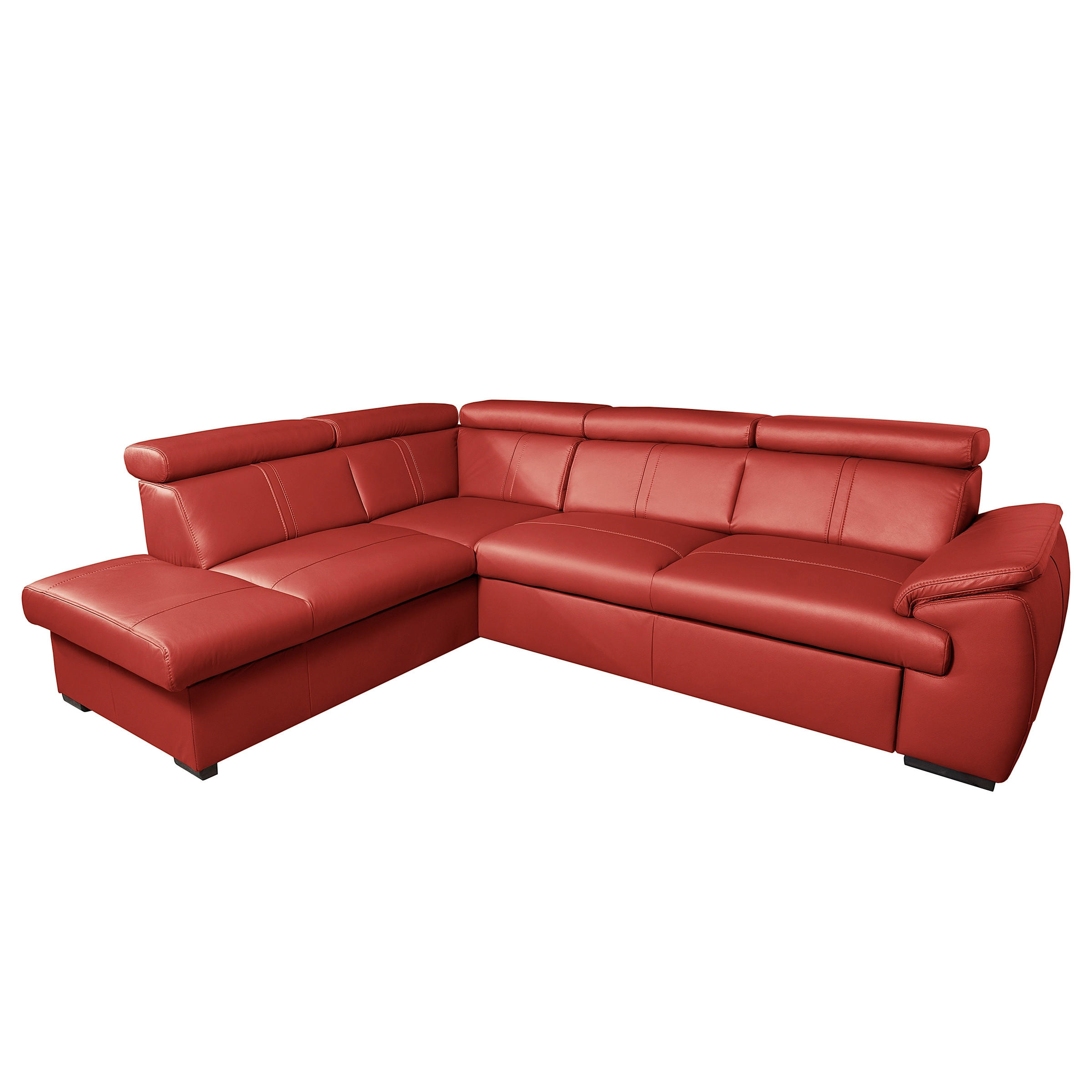 ECKSOFA  in Echtleder Rot  - Wengefarben/Rot, Design, Leder/Holz (211/265cm) - Livetastic