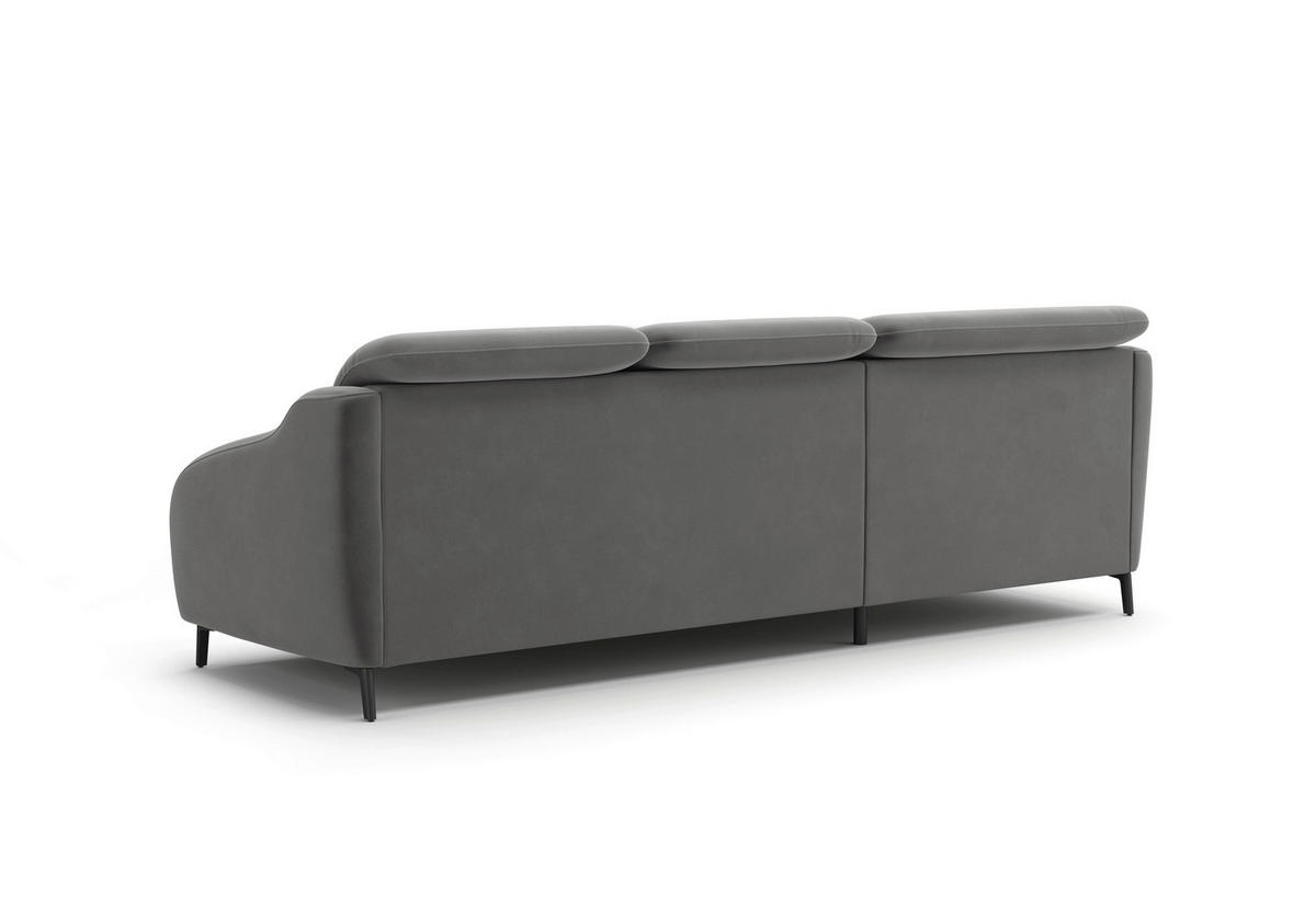 ECKSOFA BLUES V Grau Samt  - Schwarz/Grau, MODERN, Textil/Metall (191/271cm) - Sit & More