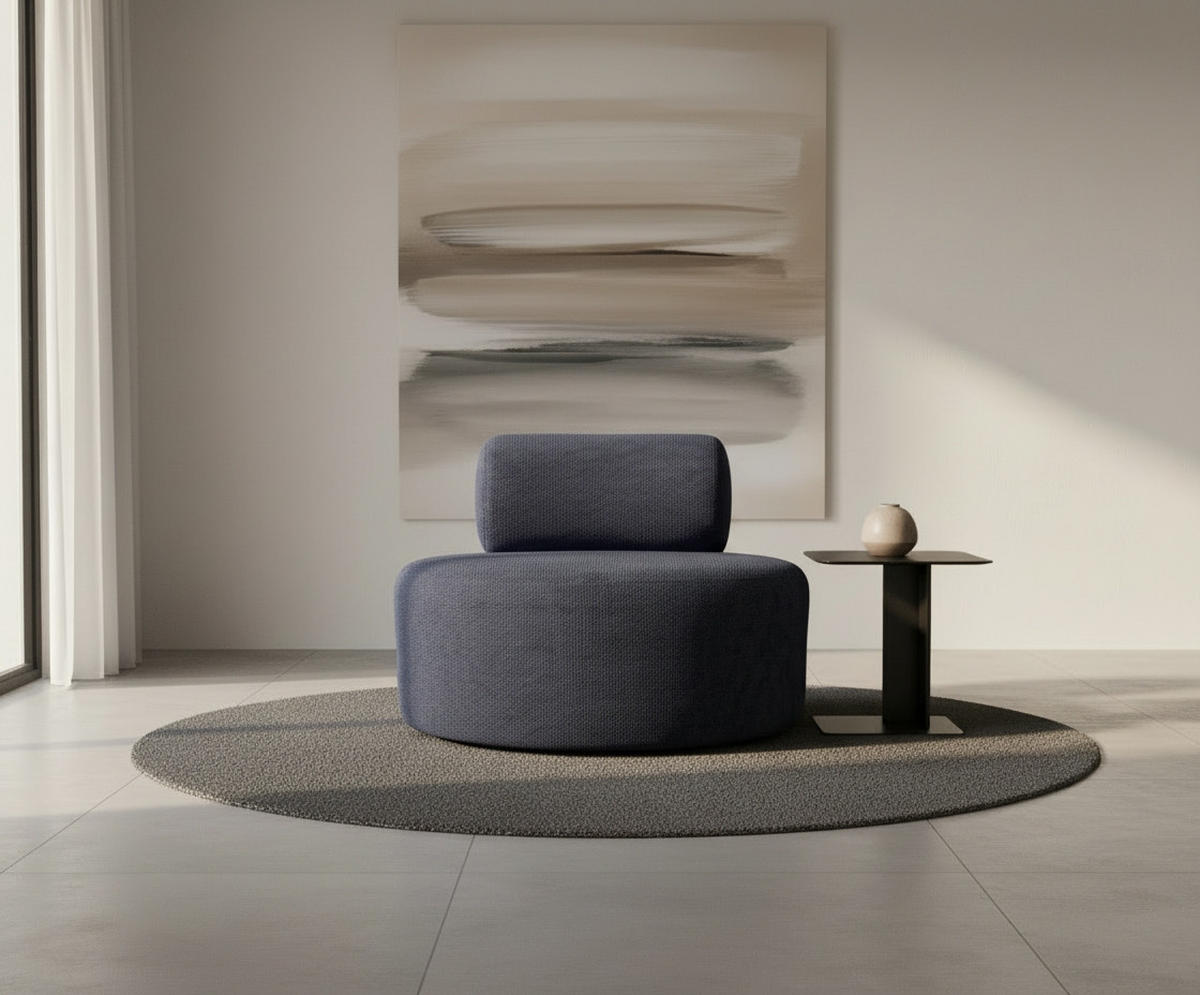 SESSEL in Struktur Dunkelblau  - Schwarz/Dunkelblau, Basics, Textil/Metall (88/70/88cm) - Livetastic