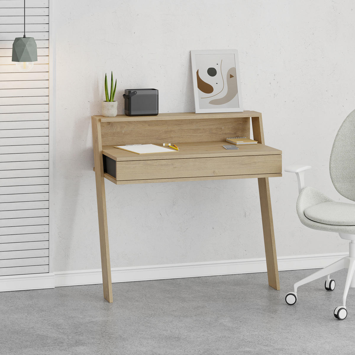 SCHREIBTISCH  in Anthrazit, Eichefarben  - Eichefarben/Anthrazit, Design, Holzwerkstoff (94/91/50cm) - Livetastic