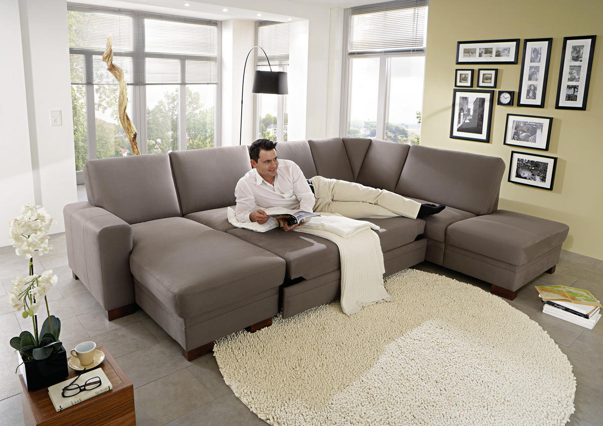 WOHNLANDSCHAFT Braun  - Braun, Design, Holz/Textil (241/319/163cm) - Beldomo System