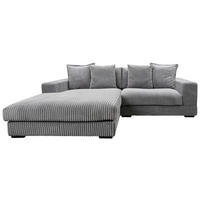 ECKSOFA Grau Cord  - Schwarz/Grau, Design, Kunststoff/Textil (195/285cm) - MID.YOU