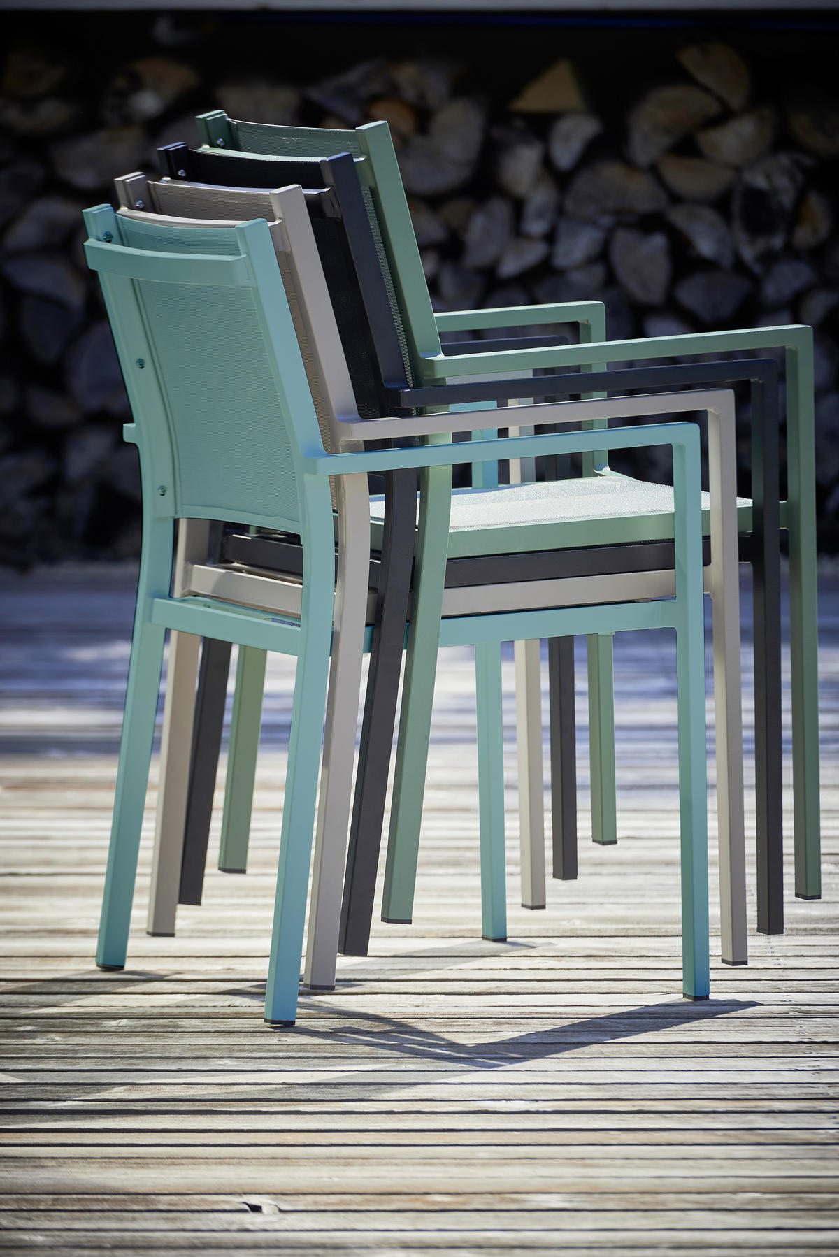 STAPELSESSEL Aluminium Grün  - Grün, MODERN, Textil/Metall (54/88/53cm) - FIAM