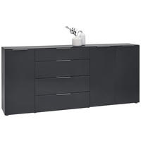 TÁLALÓSZEKRÉNY 226,4/99,3/40 cm  - alumíniumszínű/antracit, Design, faalapú anyag/üveg (226,4/99,3/40cm) - Voleo