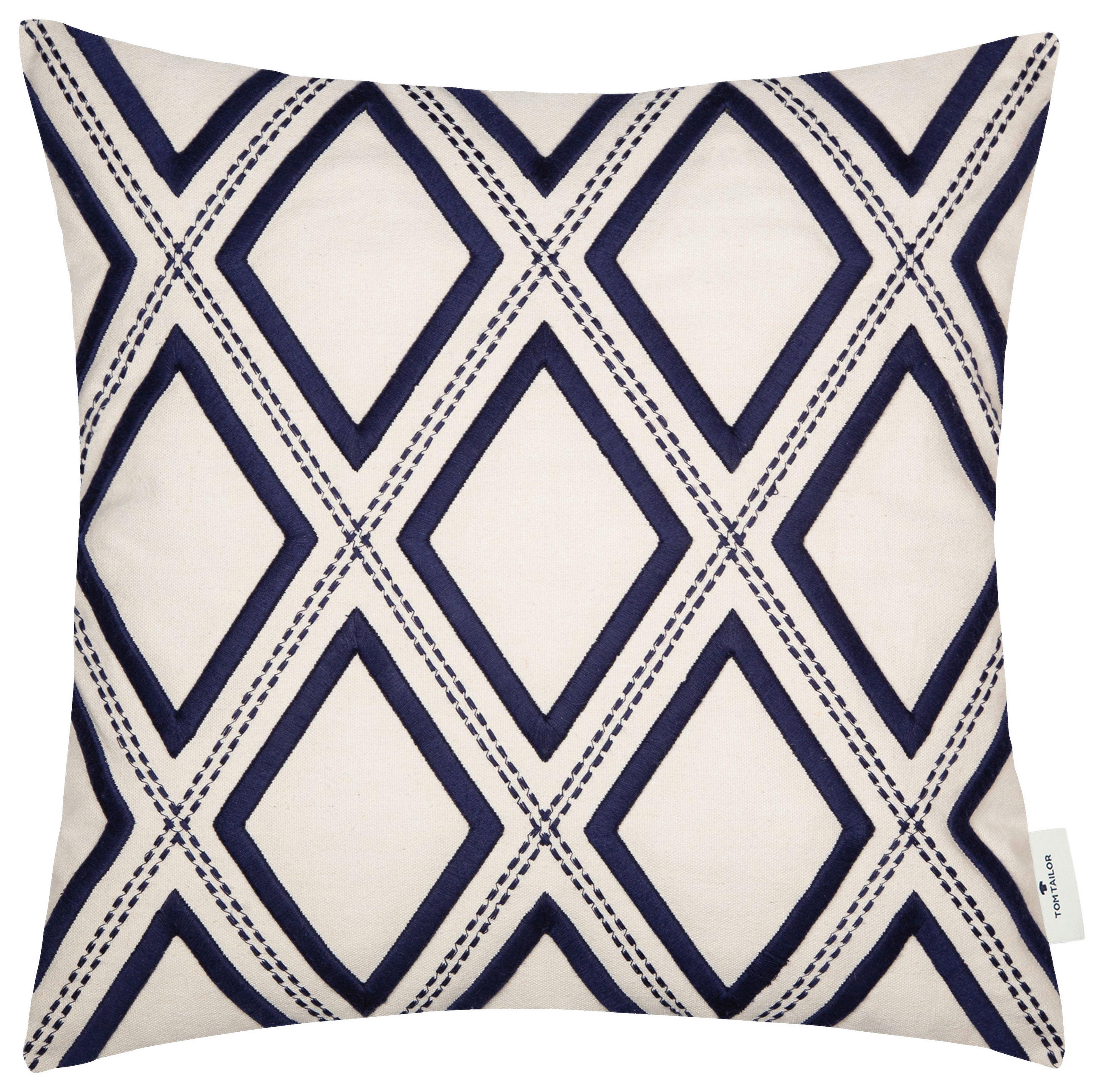 KISSENHÜLLE 3D Rhomubs 45/45 cm  - Beige/Dunkelblau, KONVENTIONELL, Textil (45/45cm) - Tom Tailor
